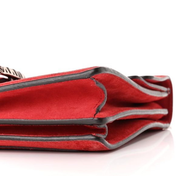 GUCCI  Suede Vitello Velvet Medium Dionysus Shoulder Bag Vulcanic Red - Picture 10 of 12